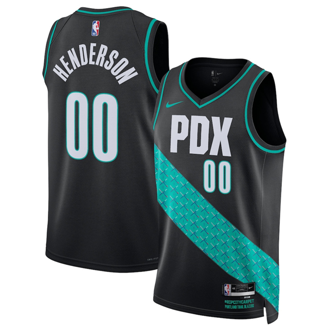 Men's Portland Trail Blazers #00 Scoot Henderson Black 2025/26 City Edition Edition Stitched Basketball Jersey
